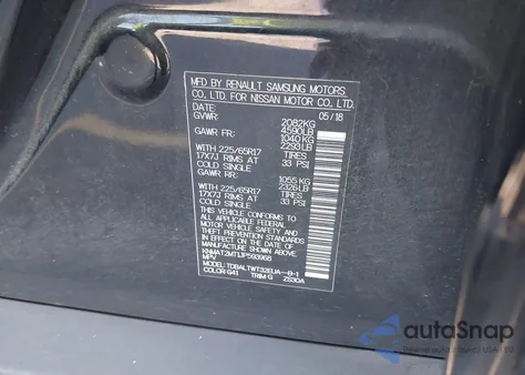 2018 Nissan Rogue Sv из США, поврежденный, VIN KNMAT2MT1JP593968